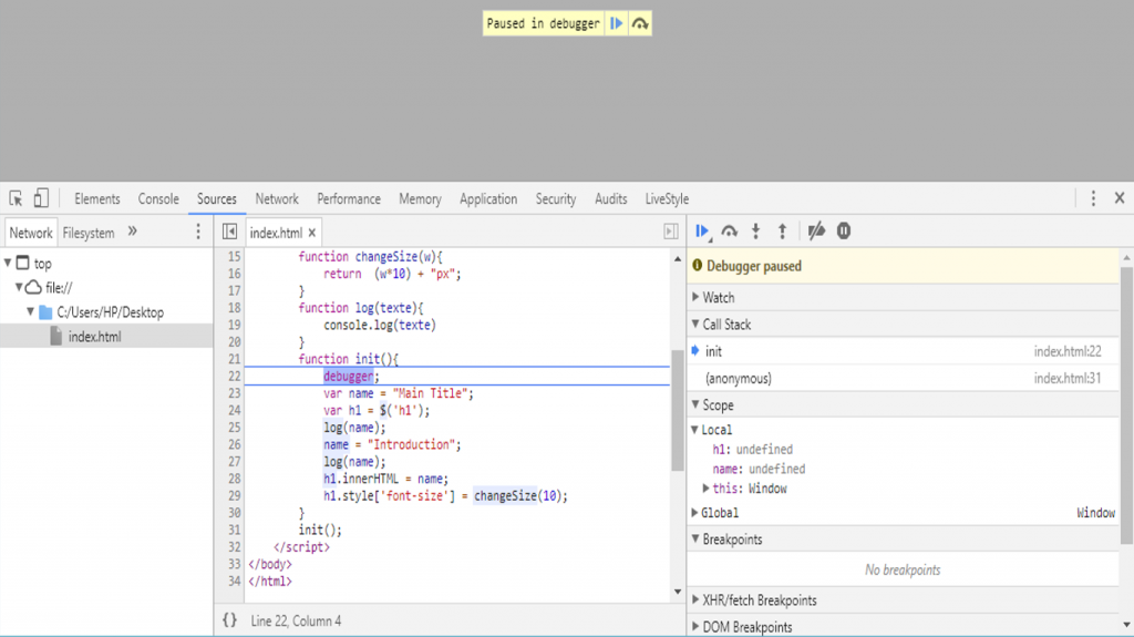 debugger javascript chrome