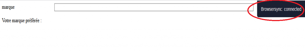 firefox connecté à browser-sync